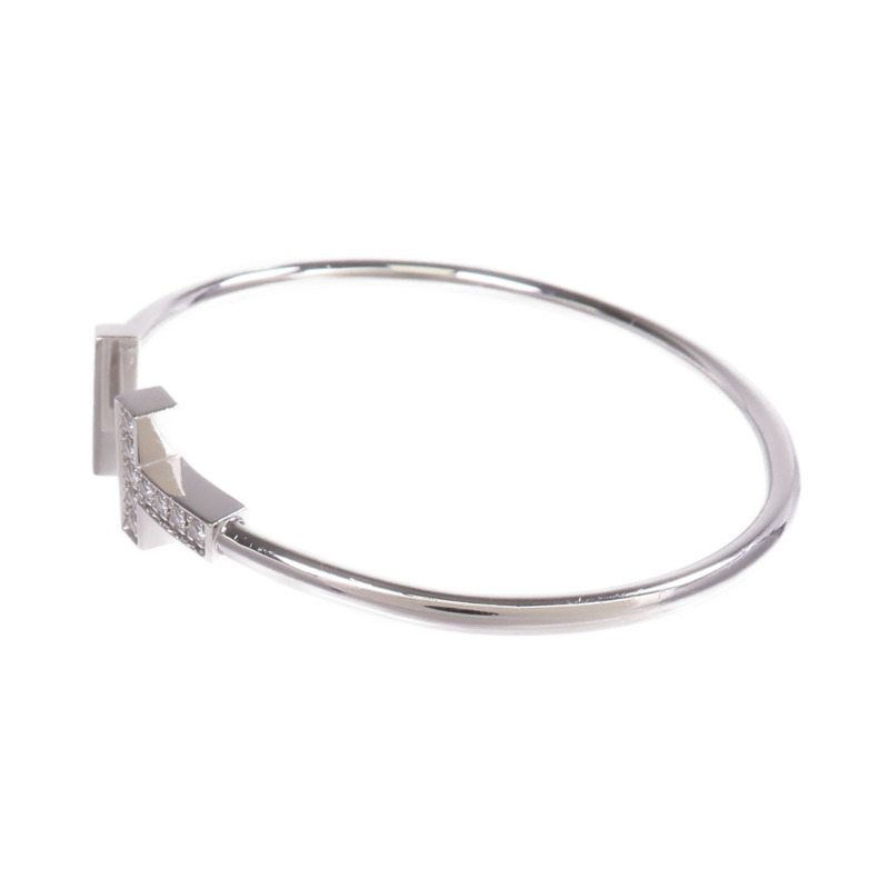 TIFFANY＆CO 18K白金T Diamond and Turquoise Wire Bracelet鑽石/綠松石手鐲-1