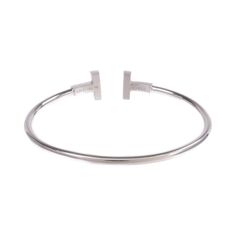 TIFFANY＆CO 18K白金T Diamond and Turquoise Wire Bracelet鑽石/綠松石手鐲-2