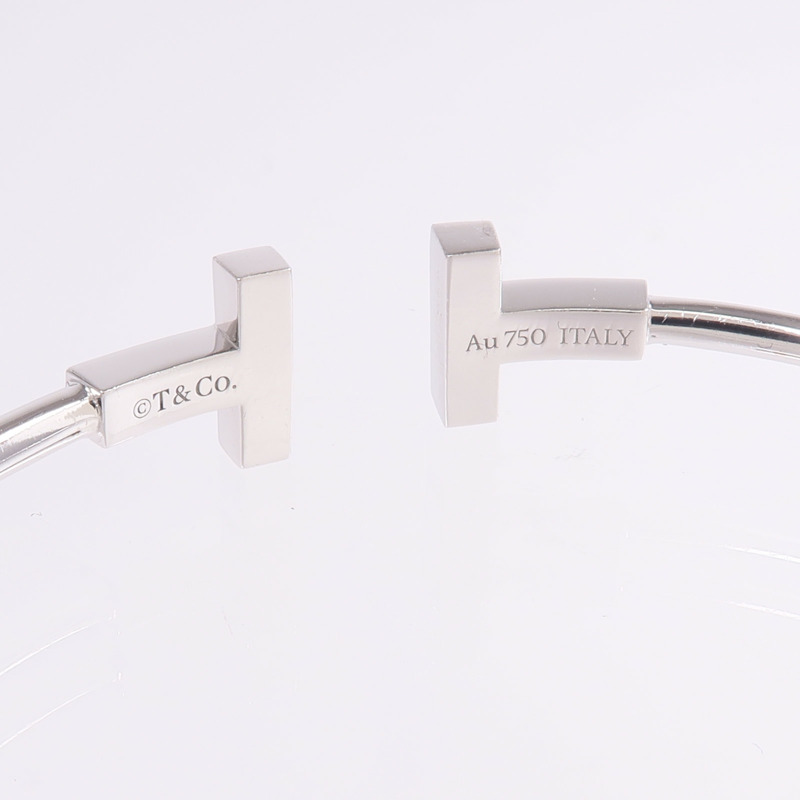 TIFFANY＆CO 18K白金T Diamond and Turquoise Wire Bracelet鑽石/綠松石手鐲-4