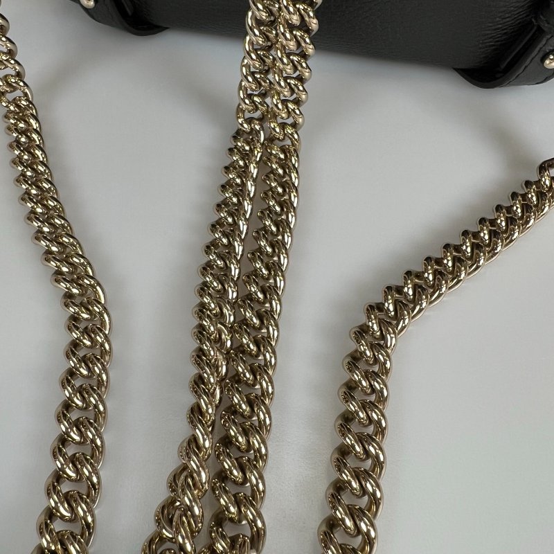 GUCCI 431570 黑皮革SOHO銀鍊後背包-8