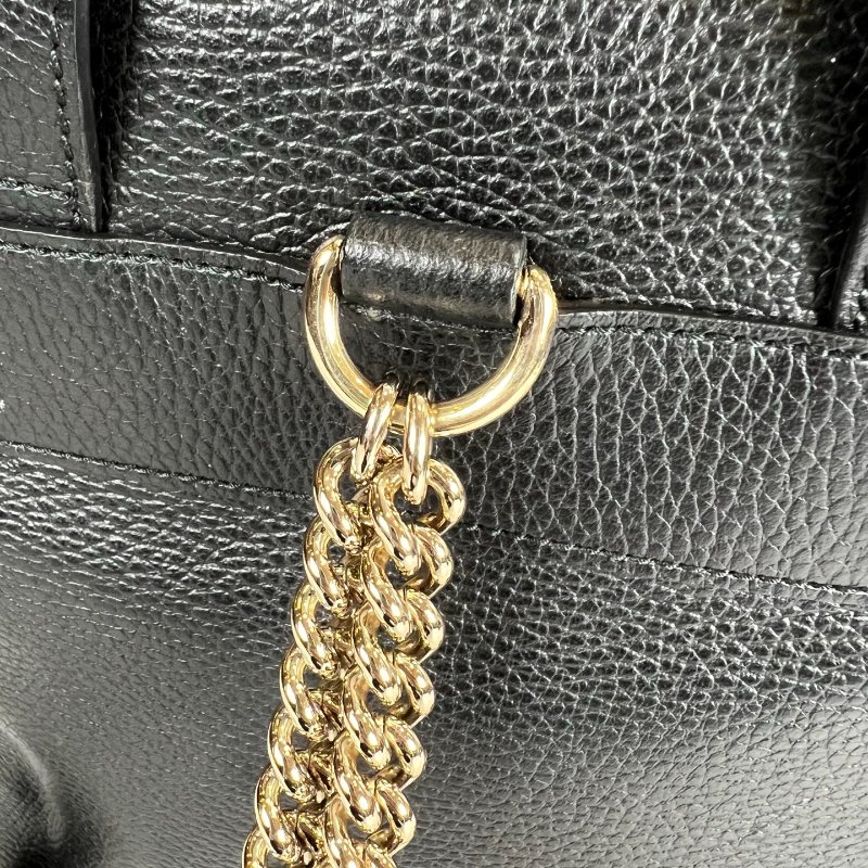 GUCCI 431570 黑皮革SOHO銀鍊後背包-9