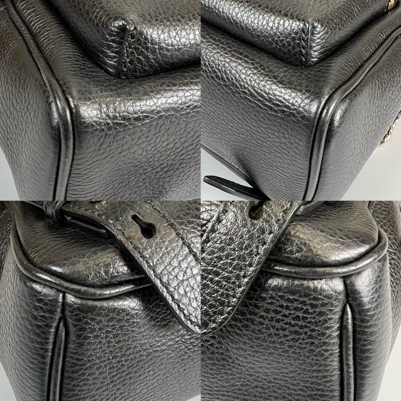 GUCCI 431570 黑皮革SOHO銀鍊後背包-10