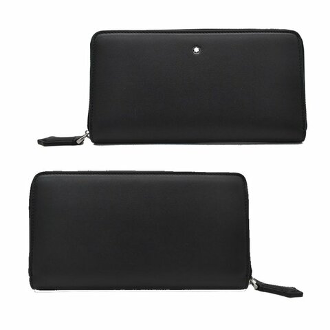 【門市全新現貨】MONT BLANC 萬寶龍大班素面牛皮拉鍊長夾(附原廠紙盒、防塵袋)