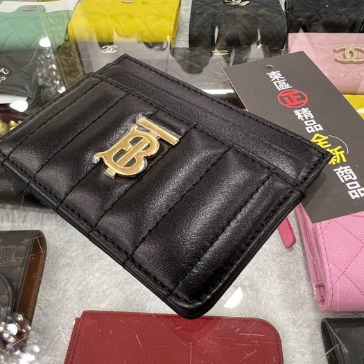 東區正精品㊣BURBERRY 80623741 全新黑色全皮金色TB扁式卡片夾名片夾 RZ5194-3