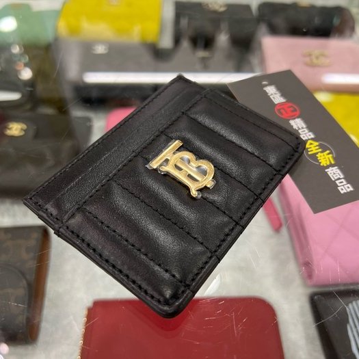 東區正精品㊣BURBERRY 80623741 全新黑色全皮金色TB扁式卡片夾名片夾 RZ5194-5