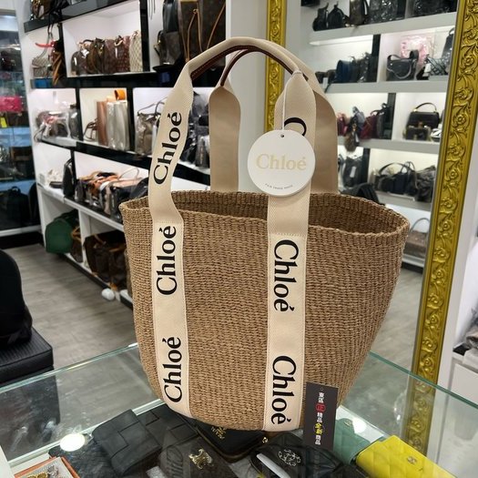 東區正精品㊣CHLOE CHC22SS380G55101 Woody 全新藤編包草編包托特包海灘包 RZ4992-5