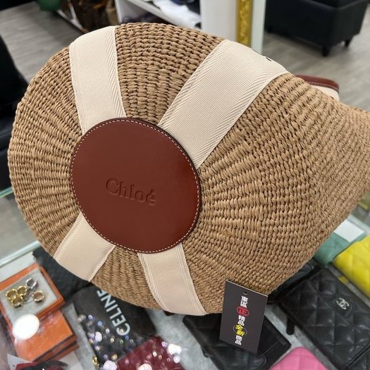 東區正精品㊣CHLOE CHC22SS380G55101 Woody 全新藤編包草編包托特包海灘包 RZ4992-7