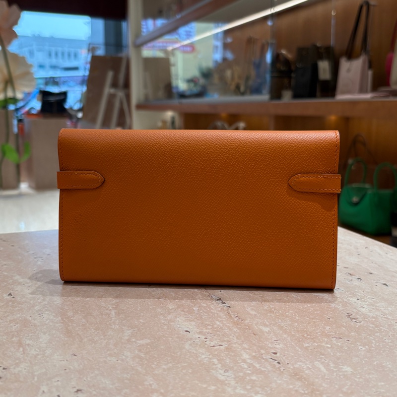 愛馬仕 橘色 長夾-1
