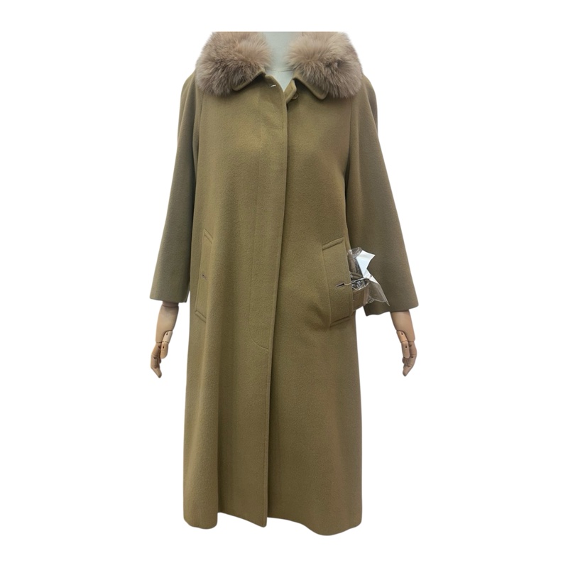 Burberry卡其色毛領大衣 vintage 二手中古-1