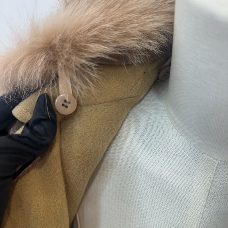 Burberry卡其色毛領大衣 vintage 二手中古-13