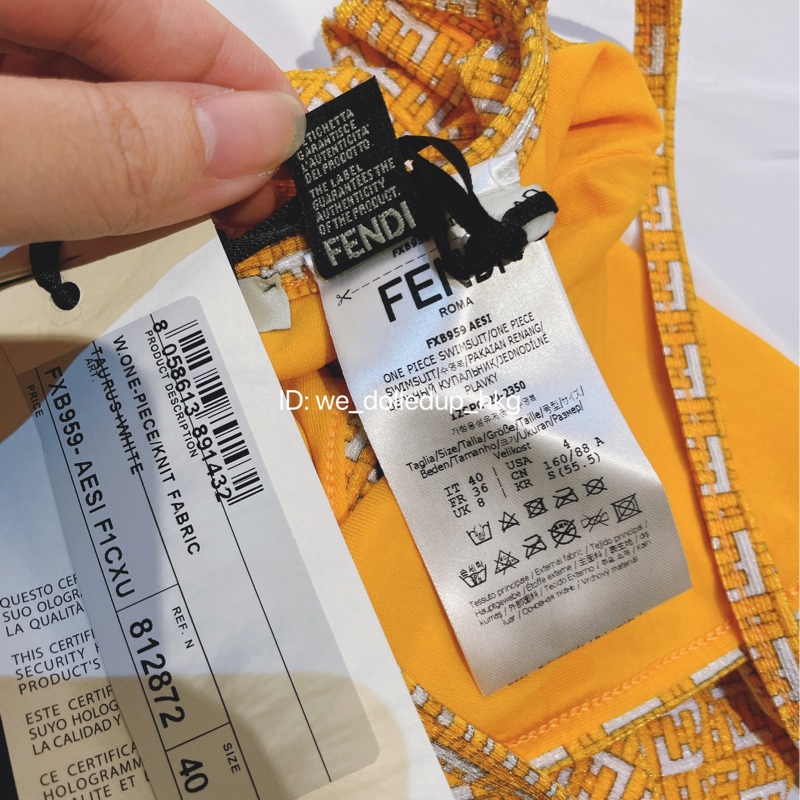 FENDI 橙色 FF Logo 連身泳衣 意大利碼40-5