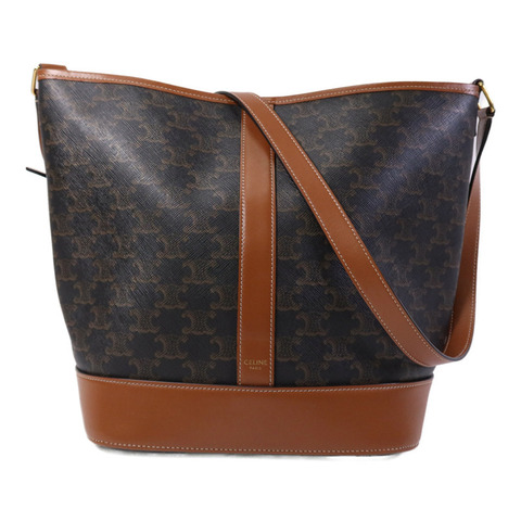CELINE 塗層帆布Triomphe Bucket Medium金扣肩背袋