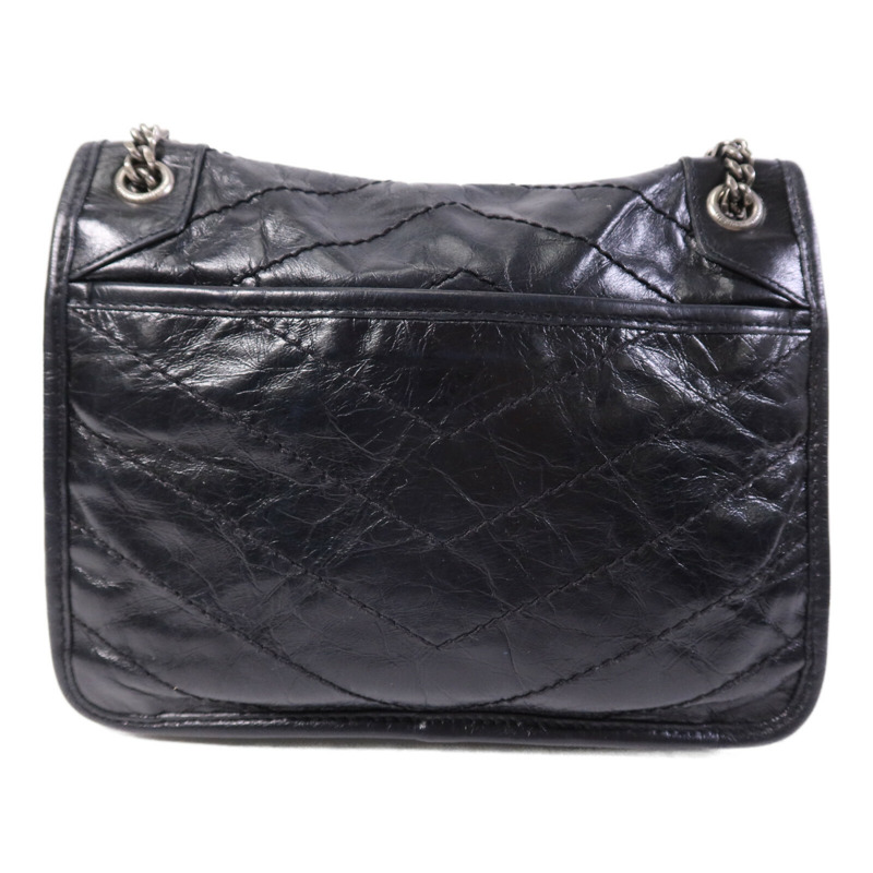 YVES SAINT LAURENT 牛皮皮革Shoulder Bag銀扣鏈帶肩背兩用袋-1