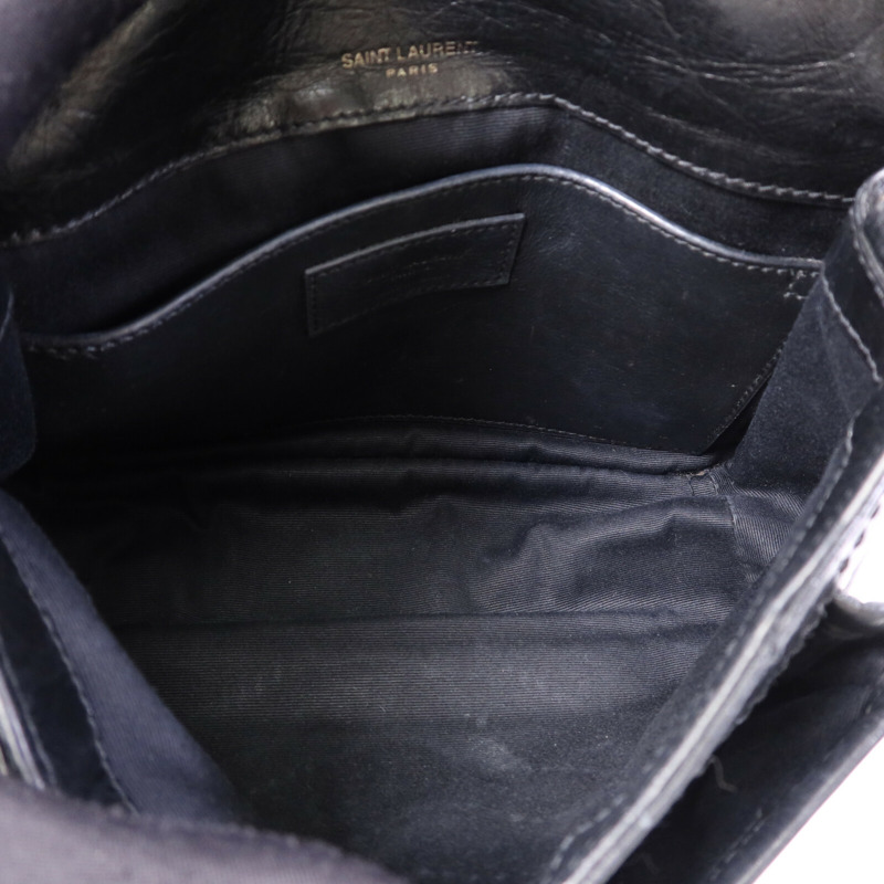 YVES SAINT LAURENT 牛皮皮革Shoulder Bag銀扣鏈帶肩背兩用袋-4