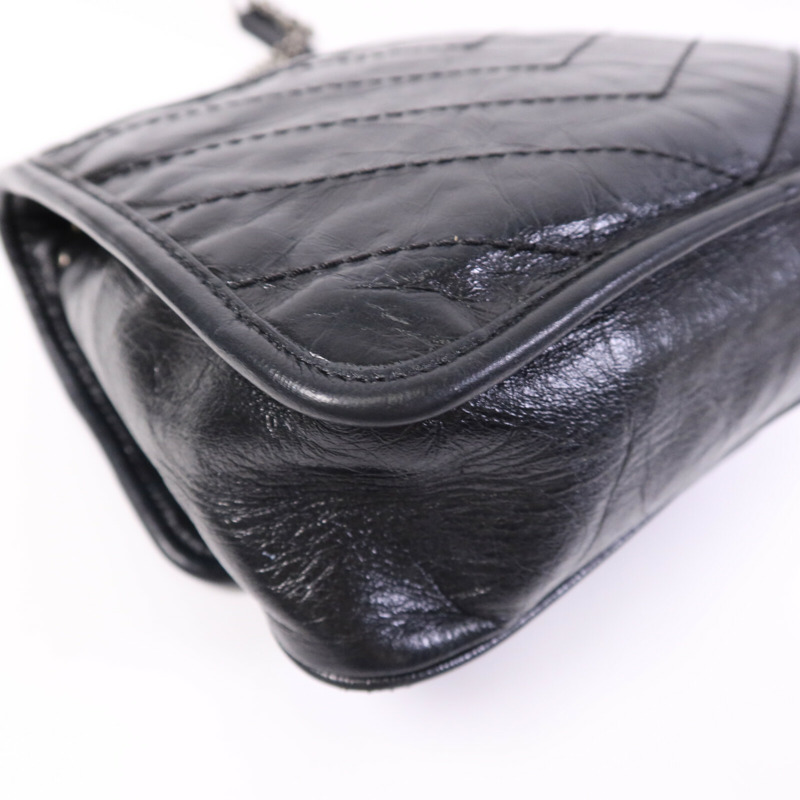 YVES SAINT LAURENT 牛皮皮革Shoulder Bag銀扣鏈帶肩背兩用袋-11