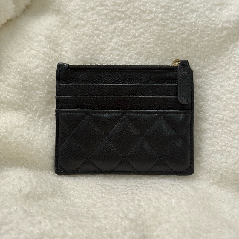 Chanel黑金荔枝ㄇ型卡夾零錢包-1