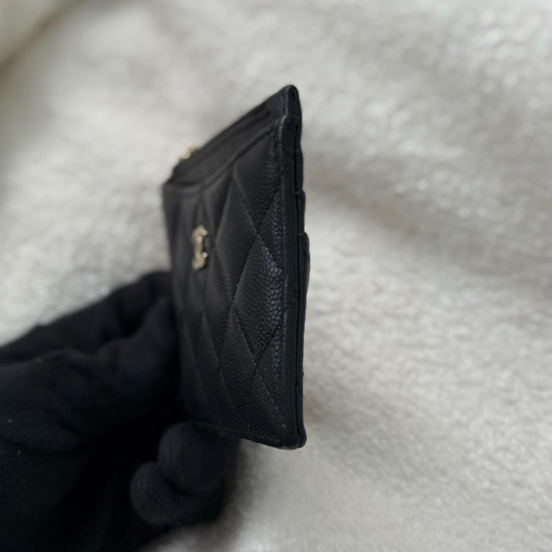 Chanel黑金荔枝ㄇ型卡夾零錢包-3