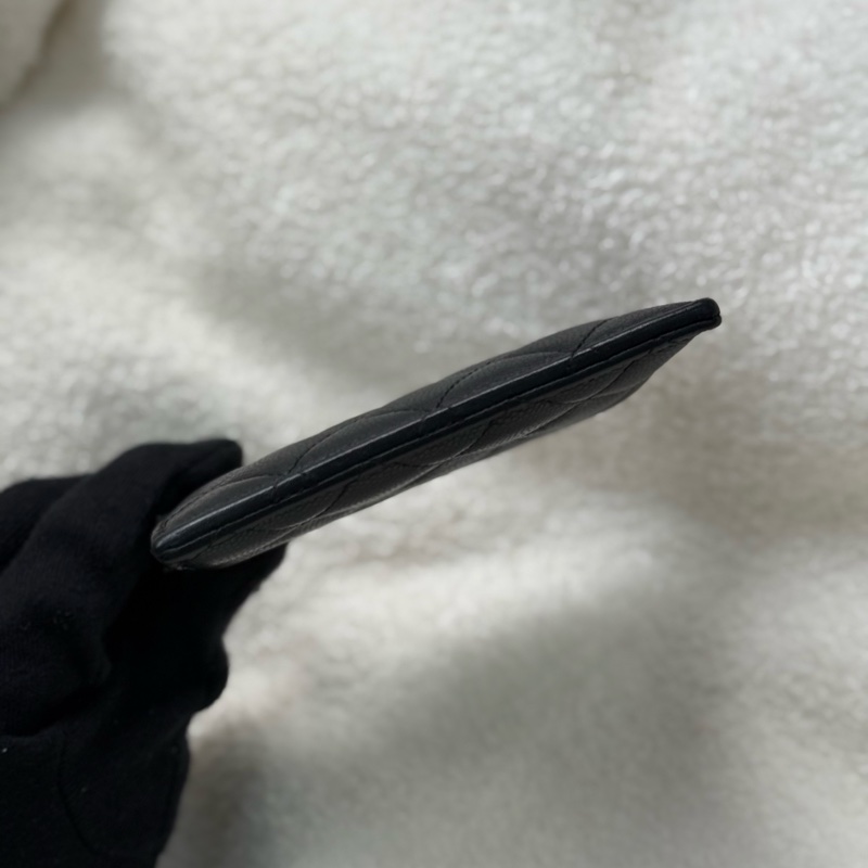 Chanel黑金荔枝ㄇ型卡夾零錢包-4