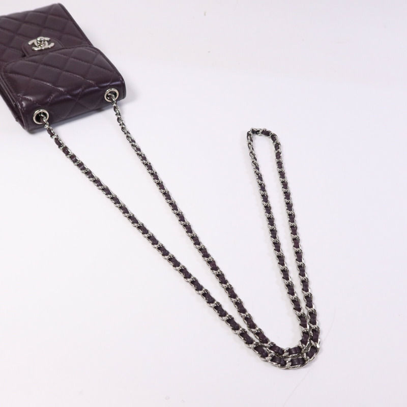 CHANEL 羊皮皮革Phone Bag銀扣鏈帶肩背袋-8