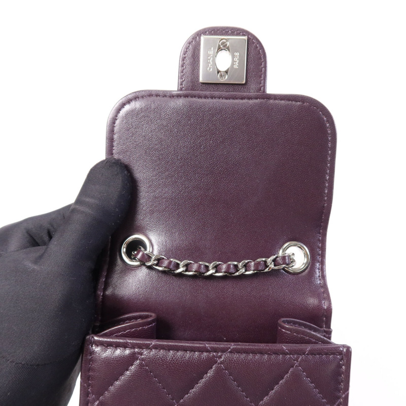CHANEL 羊皮皮革Phone Bag銀扣鏈帶肩背袋-14