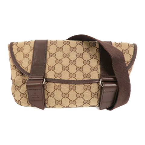 GUCCI GG帆布Waist Bag銀扣腰包