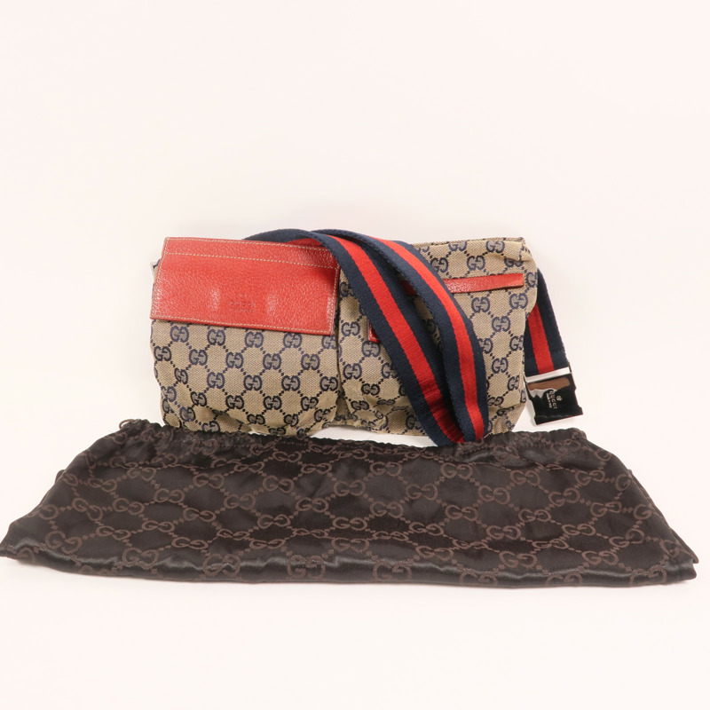 GUCCI GG帆布GG Waist Bag銀扣腰包-8