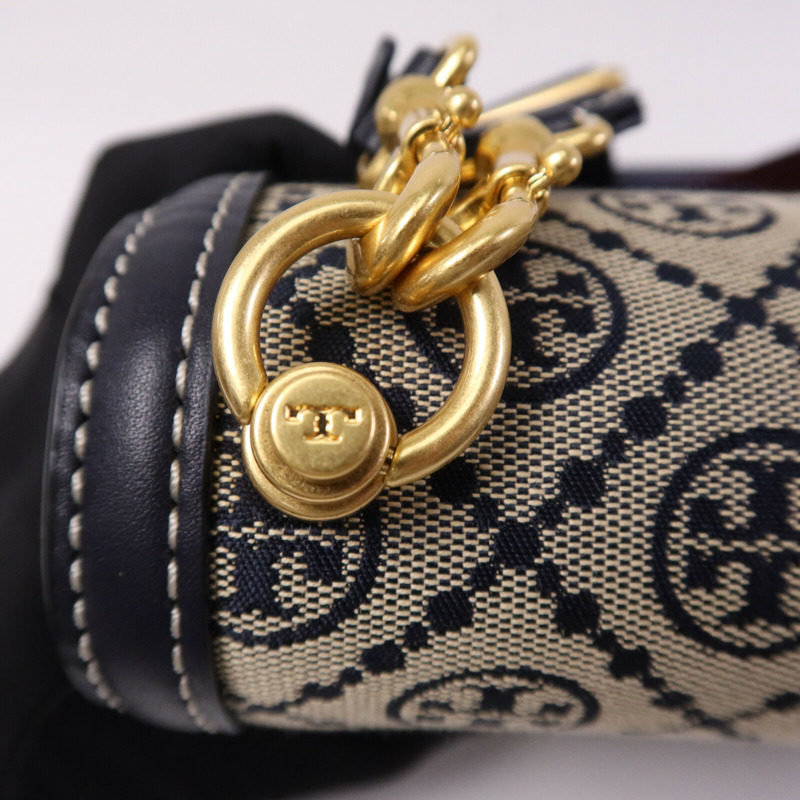 Tory Burch 帆布T Monogram Chain Shoulder金扣肩背袋-7