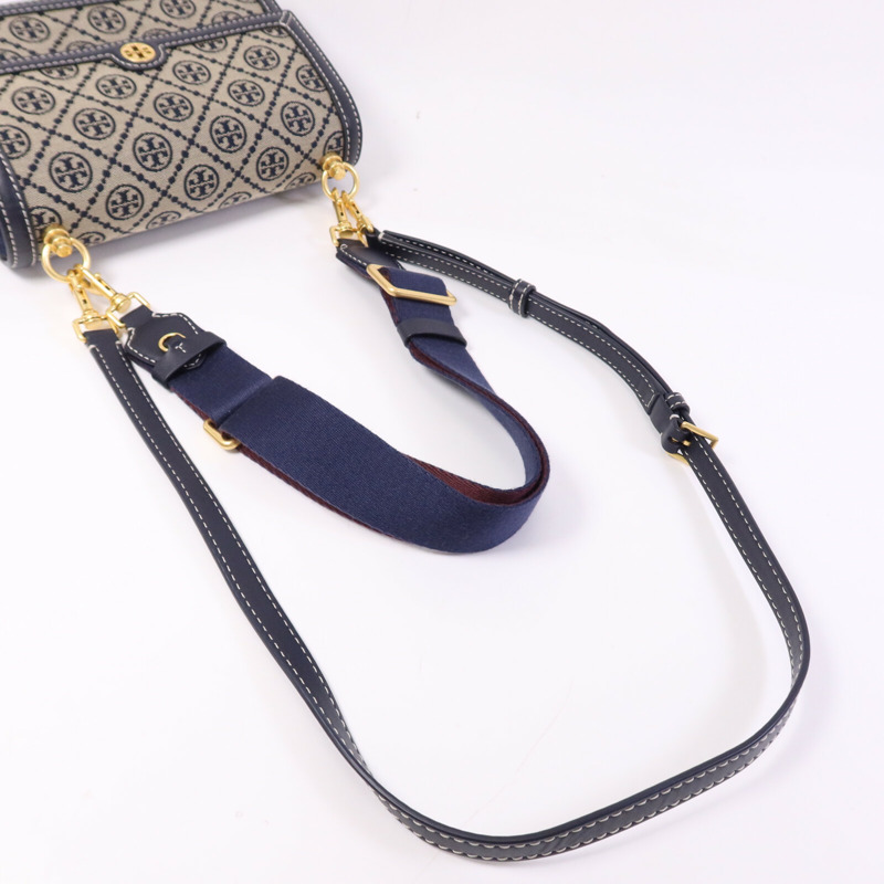 Tory Burch 帆布T Monogram Chain Shoulder金扣肩背袋-9