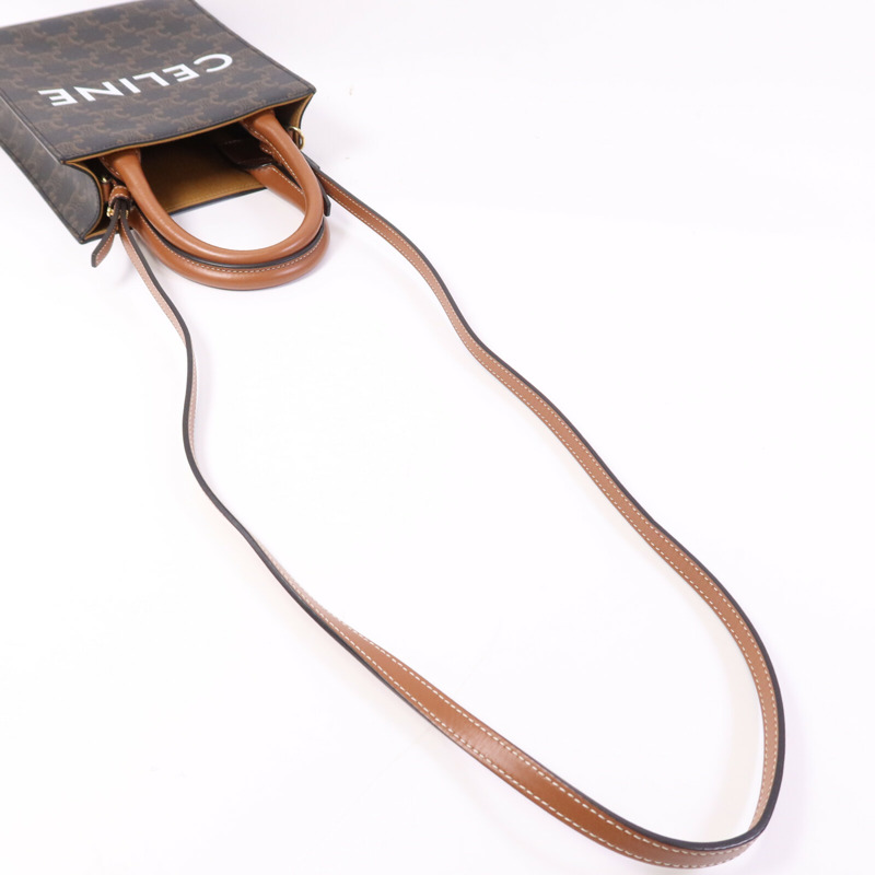 CELINE 塗層帆布Mini Triomphe Cabas Vertical金扣手挽肩背兩用袋-6