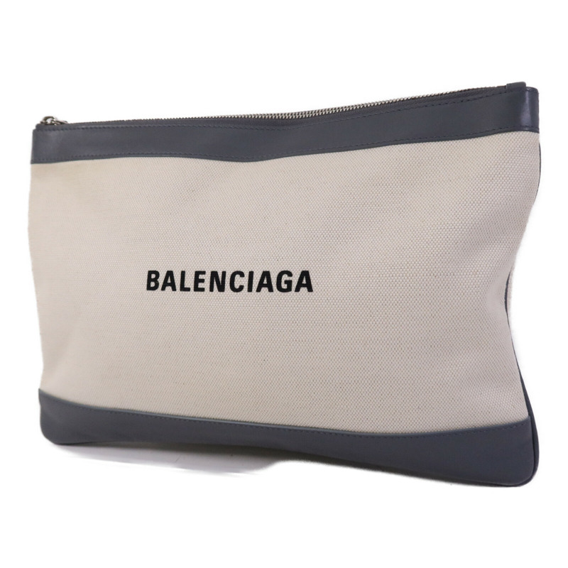 BALENCIAGA 帆布Navy Clip M Clutch銀扣手拿包-2