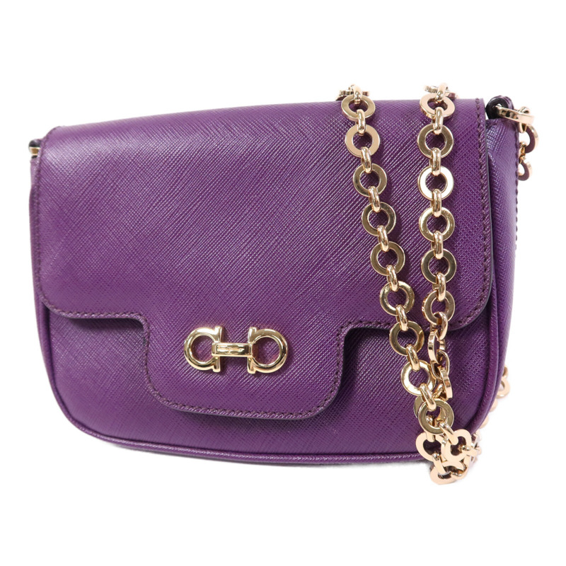 Salvatore Ferragamo 牛皮皮革Shoulder Bag金扣鏈帶手挽袋-2