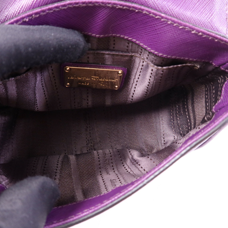 Salvatore Ferragamo 牛皮皮革Shoulder Bag金扣鏈帶手挽袋-4