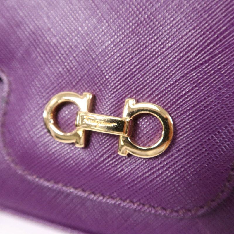 Salvatore Ferragamo 牛皮皮革Shoulder Bag金扣鏈帶手挽袋-6