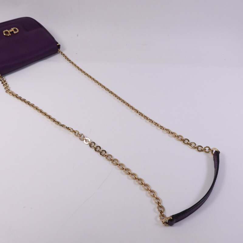 Salvatore Ferragamo 牛皮皮革Shoulder Bag金扣鏈帶手挽袋-8