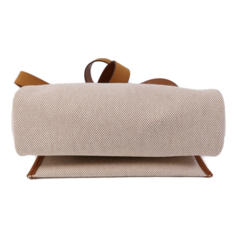 HERMES 帆布Mini Herbag金扣肩背袋Fauve-3