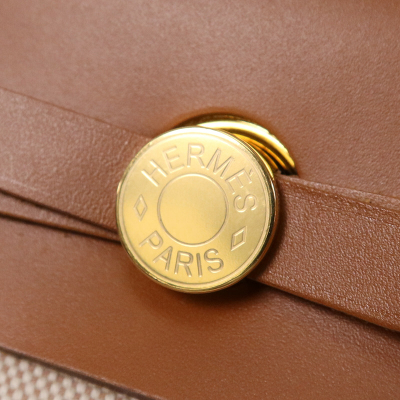 HERMES 帆布Mini Herbag金扣肩背袋Fauve-6