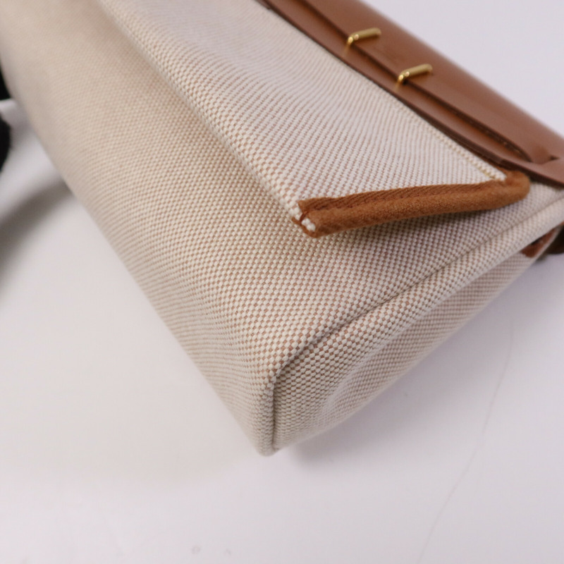 HERMES 帆布Mini Herbag金扣肩背袋Fauve-12