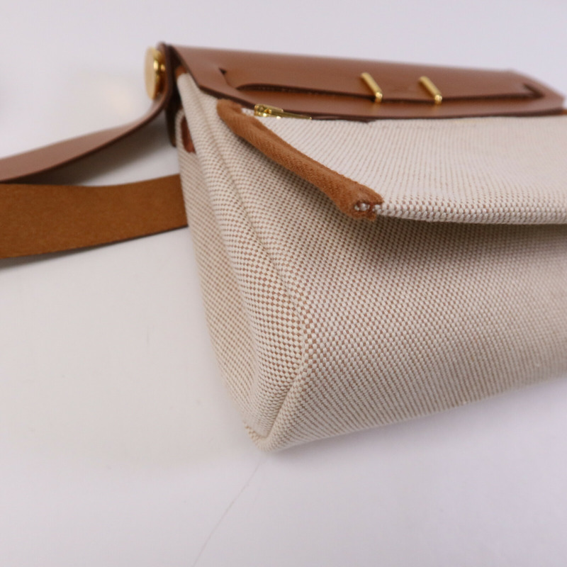 HERMES 帆布Mini Herbag金扣肩背袋Fauve-13