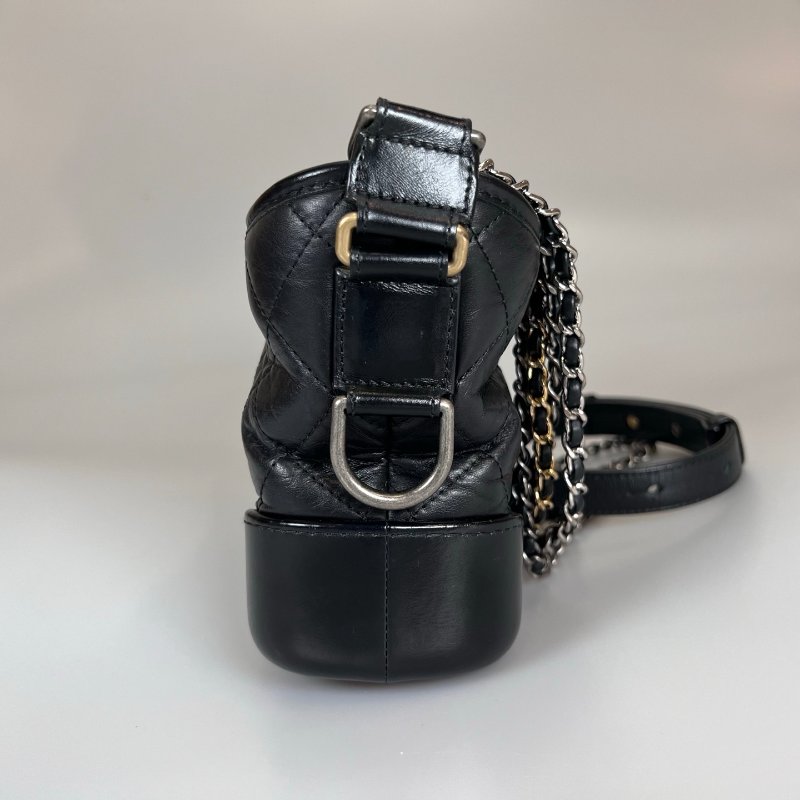 CHANEL 流浪包提把LOGO款 小號黑 AS0865/29開-3