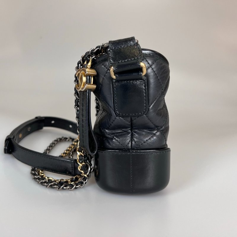 CHANEL 流浪包提把LOGO款 小號黑 AS0865/29開-4