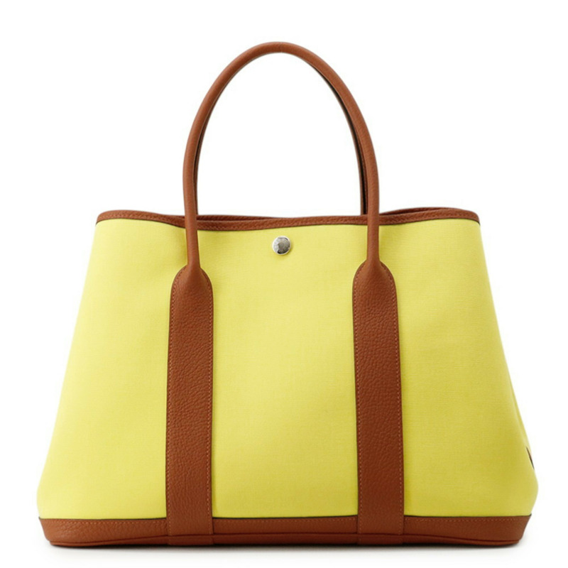 愛馬仕 Garden PM 手提包，青檸棕色，Toile Officier Negonda 帆布，U 字印記，花園系列，手提包，女士，愛馬仕-0