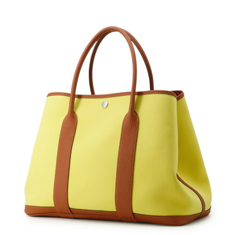 愛馬仕 Garden PM 手提包，青檸棕色，Toile Officier Negonda 帆布，U 字印記，花園系列，手提包，女士，愛馬仕-1