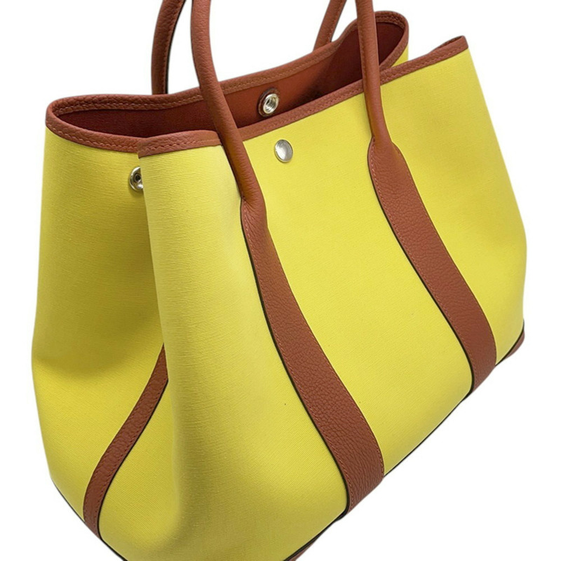 愛馬仕 Garden PM 手提包，青檸棕色，Toile Officier Negonda 帆布，U 字印記，花園系列，手提包，女士，愛馬仕-5