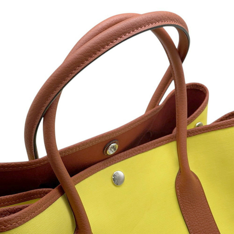 愛馬仕 Garden PM 手提包，青檸棕色，Toile Officier Negonda 帆布，U 字印記，花園系列，手提包，女士，愛馬仕-7