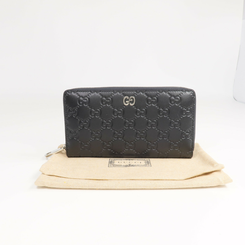 GUCCI 牛皮皮革Long wallet銀扣長錢包-12