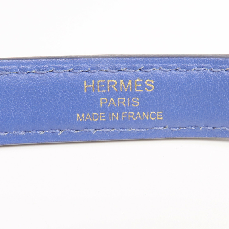 HERMES Vache Liegee皮革Mini Dog Bag Shoulder Strap金扣肩帶Bleu Brighton-4