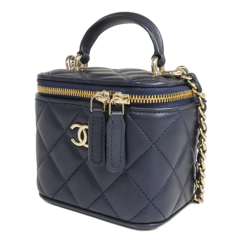 CHANEL 羊皮皮革Mini Top Handle Vanity Case金扣鏈帶肩背袋-1