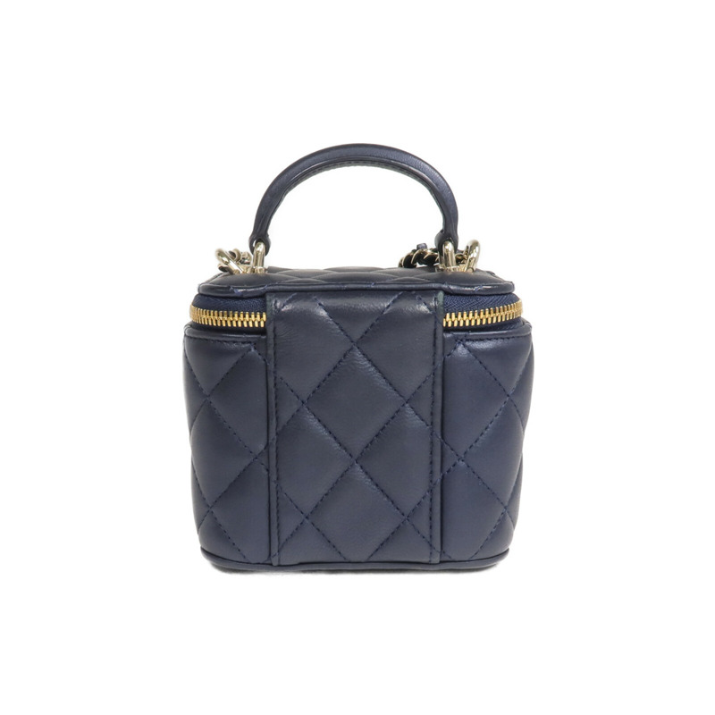 CHANEL 羊皮皮革Mini Top Handle Vanity Case金扣鏈帶肩背袋-2
