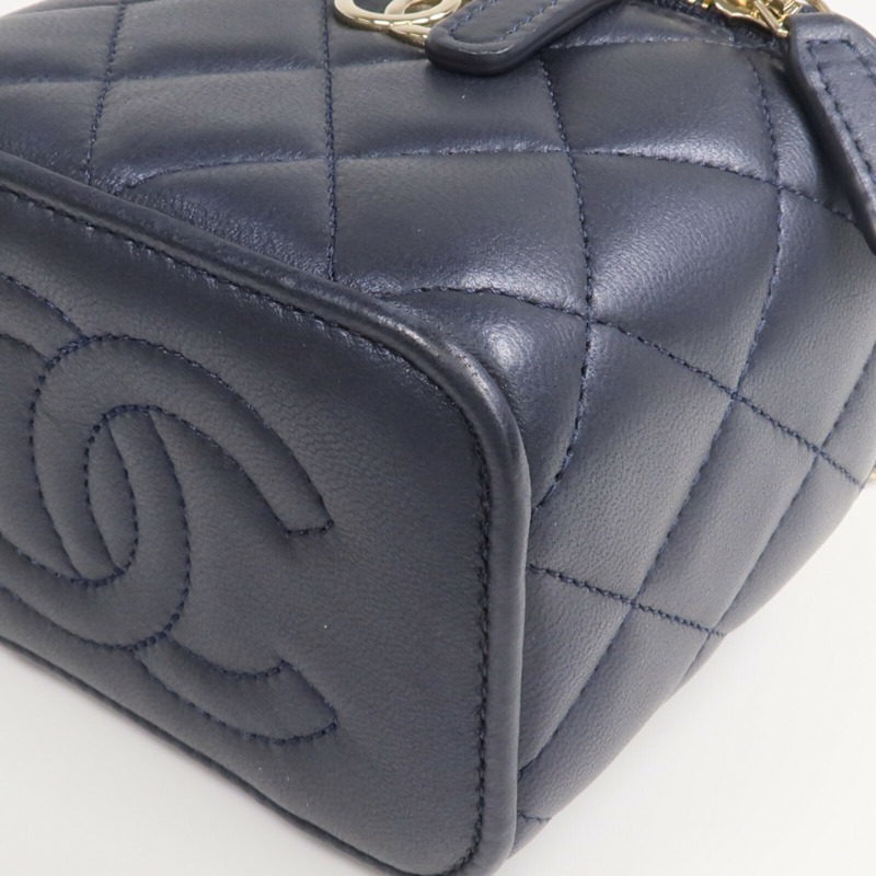 CHANEL 羊皮皮革Mini Top Handle Vanity Case金扣鏈帶肩背袋-5