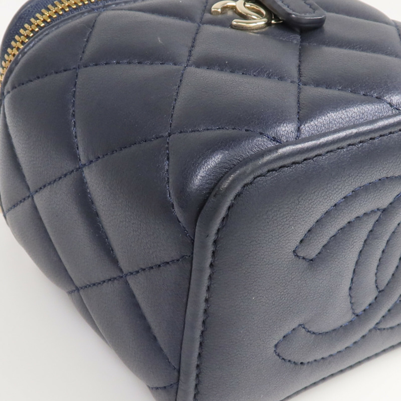 CHANEL 羊皮皮革Mini Top Handle Vanity Case金扣鏈帶肩背袋-6